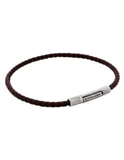 Cudworth Cudworth MAGRO Leather 3mm with stainless steel clasp bracelet 21.5MM - CIOCCOLATO