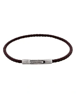 Cudworth Cudworth MAGRO Leather 3mm with stainless steel clasp bracelet 21.5MM - CIOCCOLATO