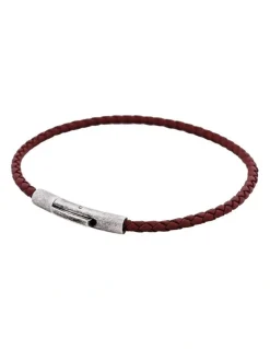 Cudworth Cudworth MAGRO Leather 3mm with stainless steel clasp bracelet 21.5MM - MARRONE