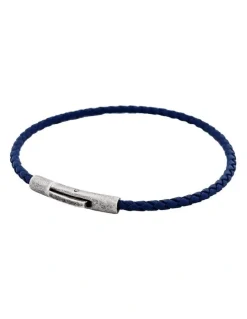 Cudworth Cudworth MAGRO Leather 3mm with stainless steel clasp bracelet 21.5MM - OCEANO PROFONDO