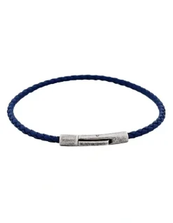 Cudworth Cudworth MAGRO Leather 3mm with stainless steel clasp bracelet 21.5MM - OCEANO PROFONDO