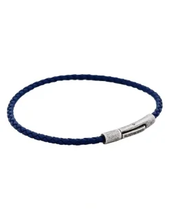 Cudworth Cudworth MAGRO Leather 3mm with stainless steel clasp bracelet 21.5MM - OCEANO PROFONDO