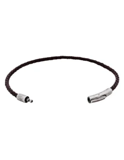 Cudworth Cudworth MAGRO Leather 3mm with stainless steel clasp bracelet 21.5MM - MARRONE SCURO