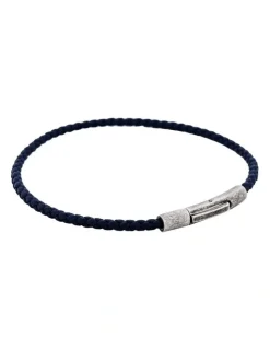 Cudworth Cudworth MAGRO Leather 3mm with stainless steel clasp bracelet 21.5MM - CIELO DI MEZZANOTTE