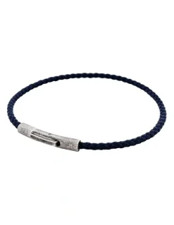 Cudworth Cudworth MAGRO Leather 3mm with stainless steel clasp bracelet 21.5MM - CIELO DI MEZZANOTTE