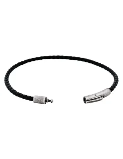 Cudworth Cudworth MAGRO Leather 4mm with stainless steel clasp bracelet 21.5MM - NERO