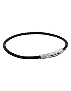Cudworth Cudworth MAGRO Leather 4mm with stainless steel clasp bracelet 21.5MM - NERO