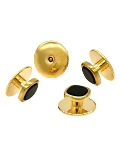 Cudworth Cushion Screw Shirt Stud Set of 4 in Gold/Black
