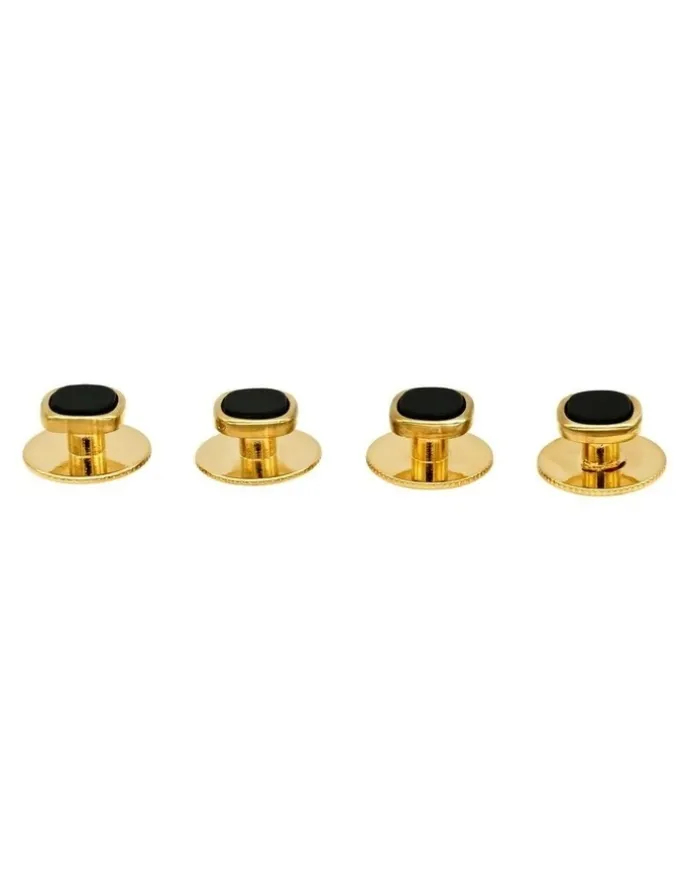 Cudworth Cushion Screw Shirt Stud Set of 4 in Gold/Black