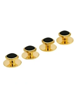 Cudworth Cushion Screw Shirt Stud Set of 4 in Gold/Black