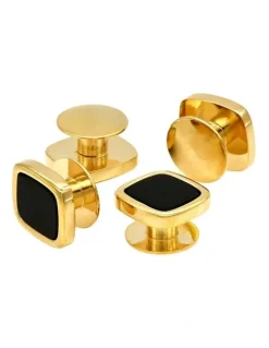 Cudworth Cushion Shirt Stud Set of 4 in Gold/Black