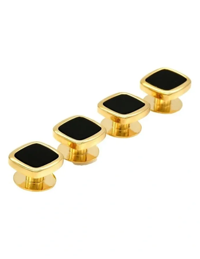 Cudworth Cushion Shirt Stud Set of 4 in Gold/Black