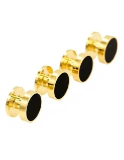 Cudworth Dress Shirt Studs, Gold Plated with Black Insert, 9mm, (pack of4)