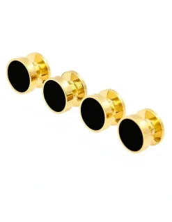 Cudworth Dress Shirt Studs, Gold Plated with Black Insert, 9mm, (pack of4)