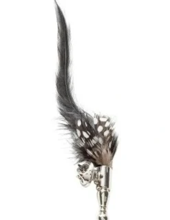 Cudworth Feather Lapel Pin in Black & White