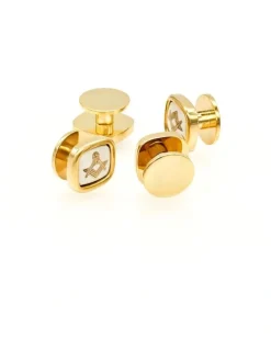 Cudworth Gold White Masonic Shirt Studs (set of 4)