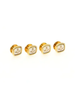 Cudworth Gold White Masonic Shirt Studs (set of 4)