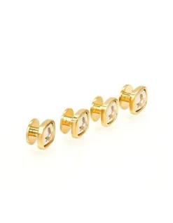 Cudworth Gold White Masonic Shirt Studs (set of 4)