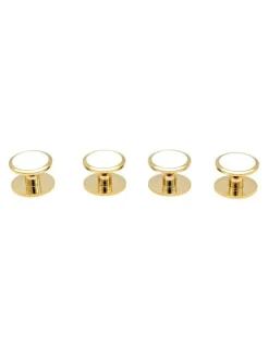 Cudworth Gold White Round Screw Shirt Stud