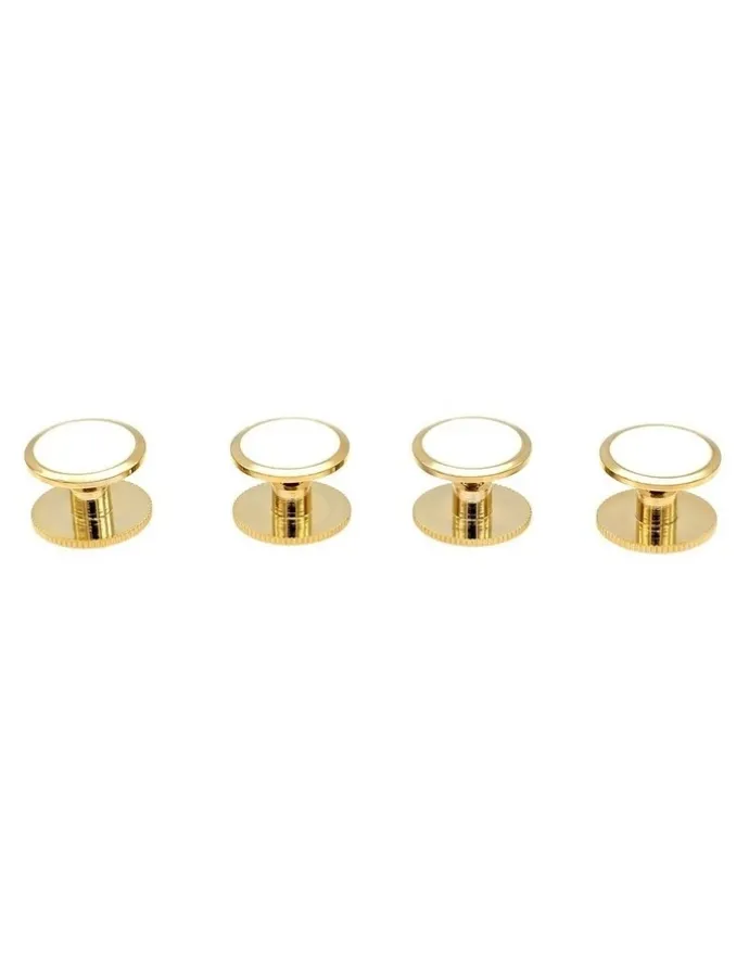 Cudworth Gold White Round Screw Shirt Stud