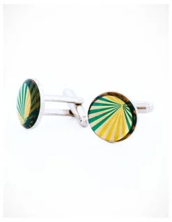 Cudworth Green and Gold flare design round
