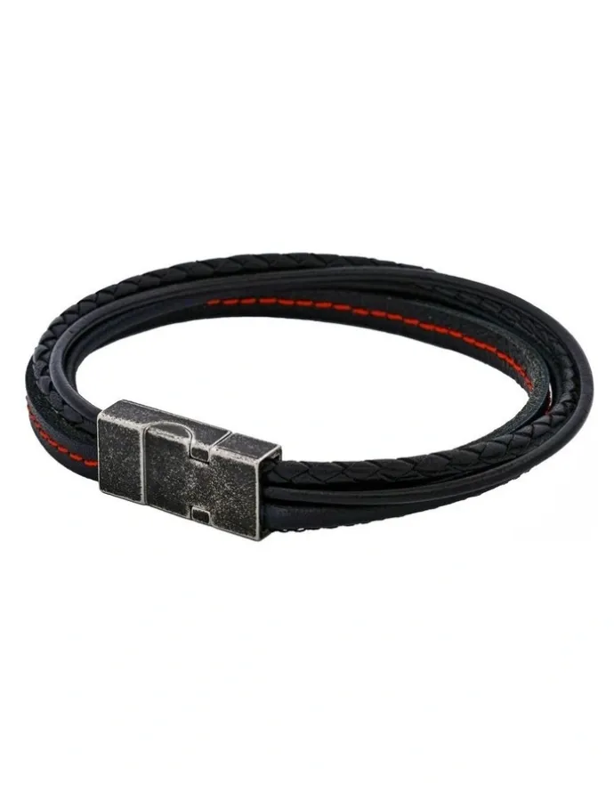 Cudworth Inferno Dual Weave Leather Bracelet in Multi