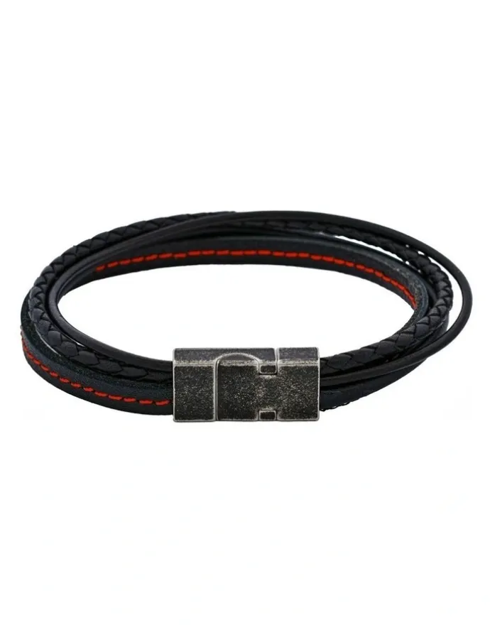 Cudworth Inferno Dual Weave Leather Bracelet in Multi
