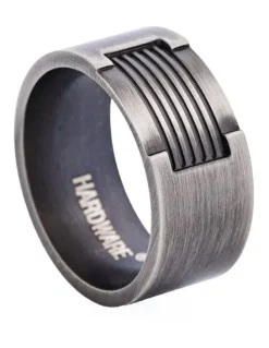 Cudworth Ion Plated Antique Stainless Steel Ring in Gunmetal