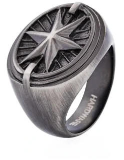 Cudworth Ion Plated Antique Stainless Steel Ring in Gunmetal