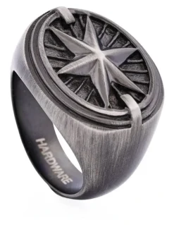 Cudworth Ion Plated Antique Stainless Steel Ring in Gunmetal