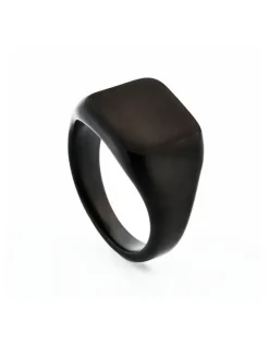 Cudworth Ion Plated Brushed Stainless Steel Signet Ring in Black