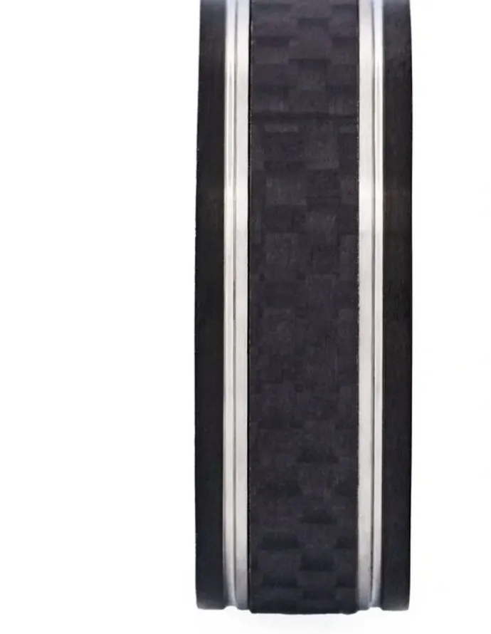 Cudworth Ion Plated Stainless Steel with Carbon Fibre Inlay Ring in Black