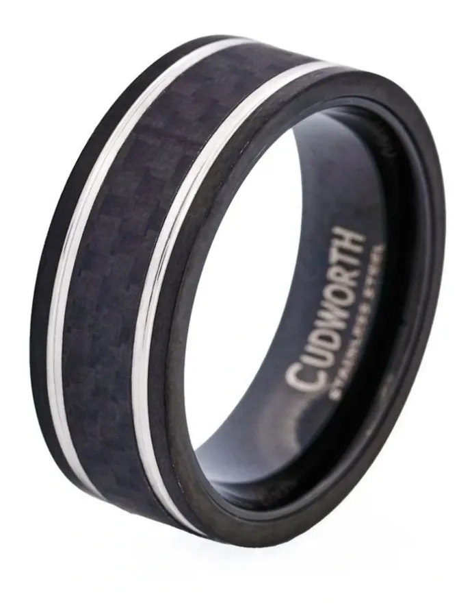 Cudworth Ion Plated Stainless Steel with Carbon Fibre Inlay Ring in Black