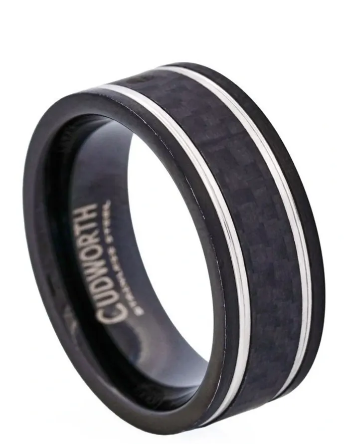 Cudworth Ion Plated Stainless Steel with Carbon Fibre Inlay Ring in Black