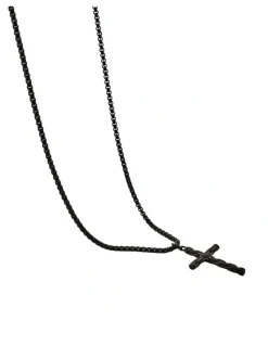 Cudworth Ion Plated Stainless Steel Cross & Chain in Black