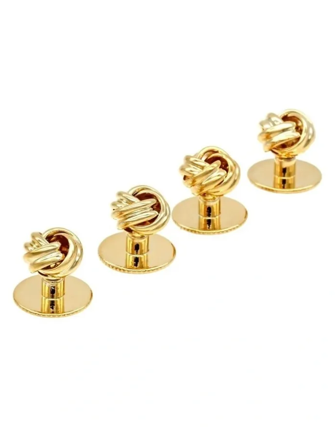 Cudworth Knot Screw Shirt Studs Set of 4 in Gold