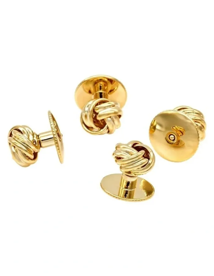Cudworth Knot Screw Shirt Studs Set of 4 in Gold