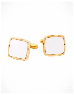 Cudworth Large square pearl-white Cufflinks gold plated