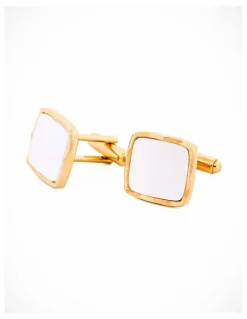 Cudworth Large square pearl-white Cufflinks gold plated