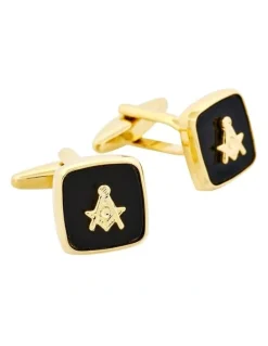 Cudworth Masonic Cufflinks Gold/Black (with no G)
