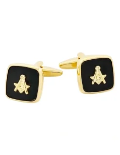 Cudworth Masonic Cufflinks Gold/Black (with no G)
