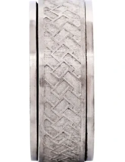 Cudworth Matt & Polished Stainless Steel Spinner Ring with Platted Pattern in Centre