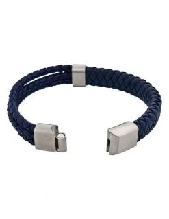 Cudworth Matt Stainless steel leather Dark Blue rope bracelet