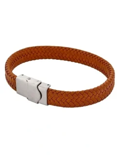 Cudworth Matt Stainless steel with Brown cord bracelet
