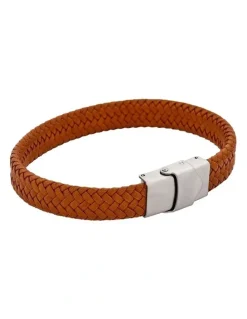 Cudworth Matt Stainless steel with Brown cord bracelet