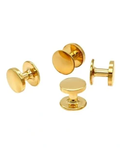 Cudworth Military Stud Shirt Stud Set 4 Pieces in Gold