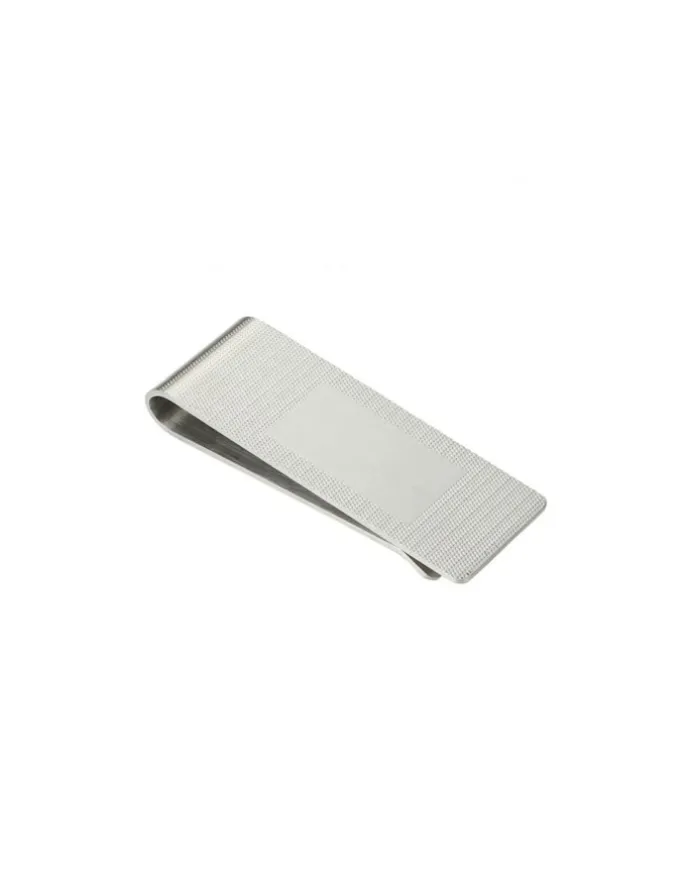Cudworth Money Clip, Brushed Stainless Steel, Rope Pattern in Silver