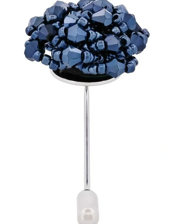 Cudworth Navy/Black Floral Lapel Pin