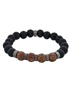 Cudworth Neo Earth Hematite and Agate Beaded Bracelet in Multi