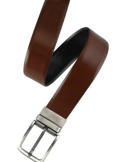 Cudworth Plain Spanish Leather Reversible Belt Strap in Black/Chocolate